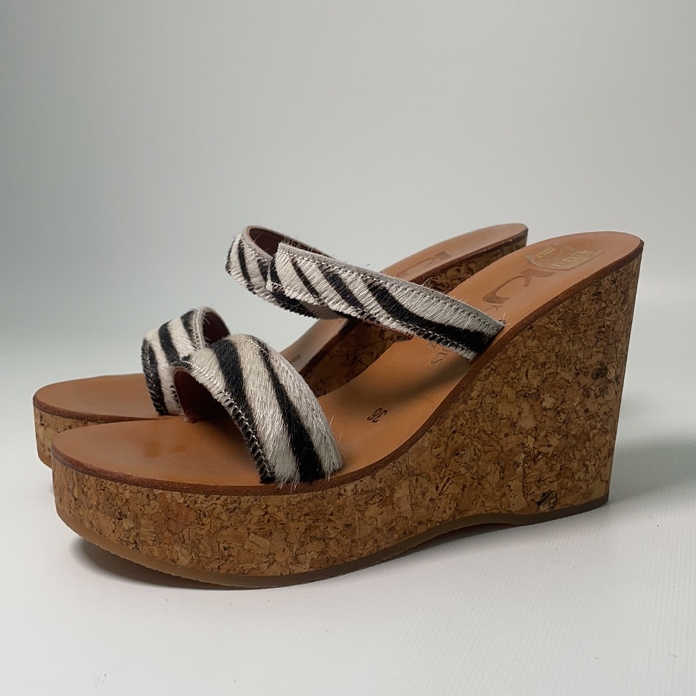 NWOT K. Jacques Two Strap Wedge Slides - sz 36